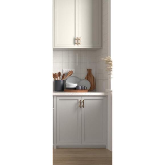 10 Pack 6-1/4" Wood Grain&Gold Pulls, Gold Kitchen Handles 2 Tone Square, Brass - Picture 7 of 7